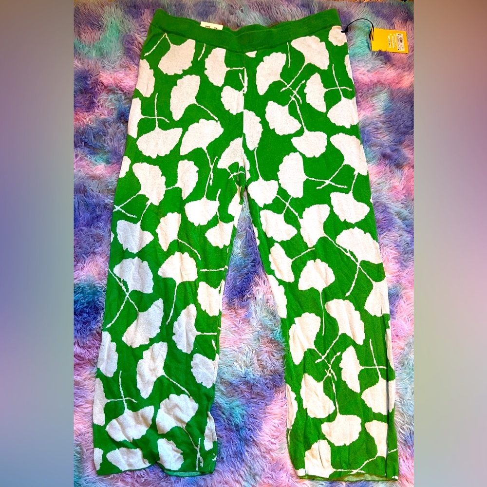 Women's High Waisted Ginkgo Green Sweaterknit Flare Pants - DVF for Target